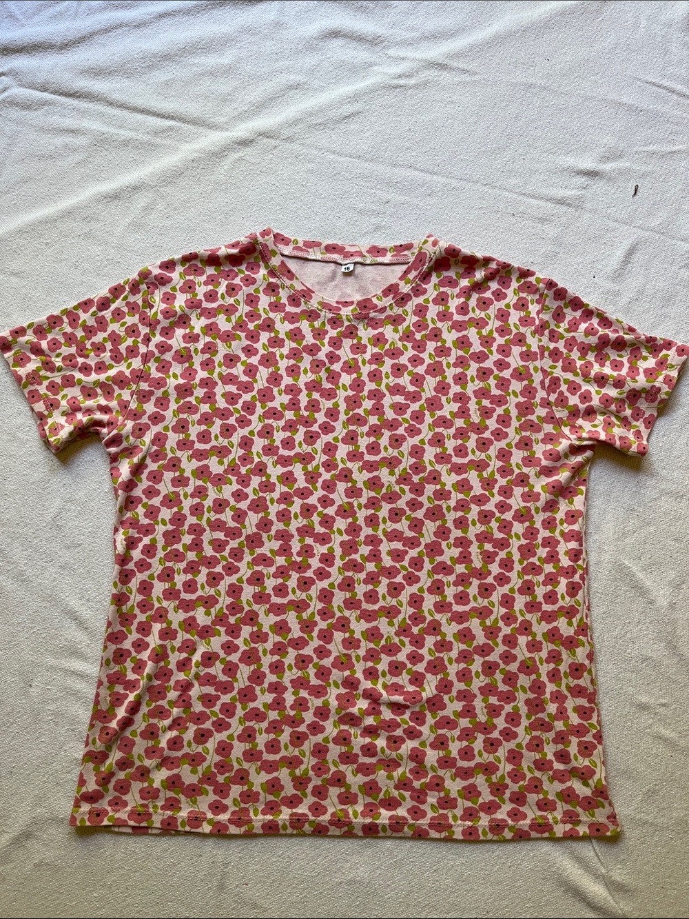 Women's Pink Floral Short Sleeve Tee